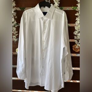 Men David Donahue white dress shirt button down size 18.5  34/35